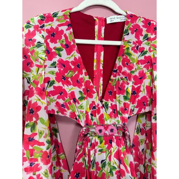 NEW NWT Mac Duggal Floral Printed Short Bell Sleeve Mini Dress STYLE 9158 Size 4